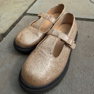 Cat & Jack Rose Gold Glitter T-Strap Mary Jane Shoes